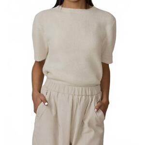 NEW LAUDE THE LABEL classic row sweater tee in ivory